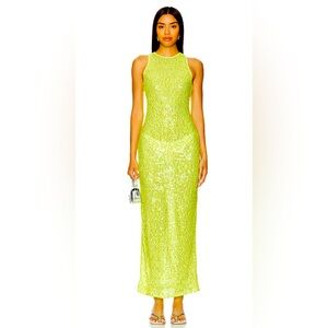 Erin Sequin Maxi Dress in Lime Green Sequin